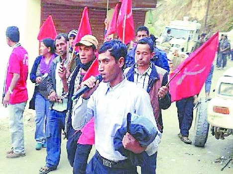 Indian border in Nepal Maoist slogans
